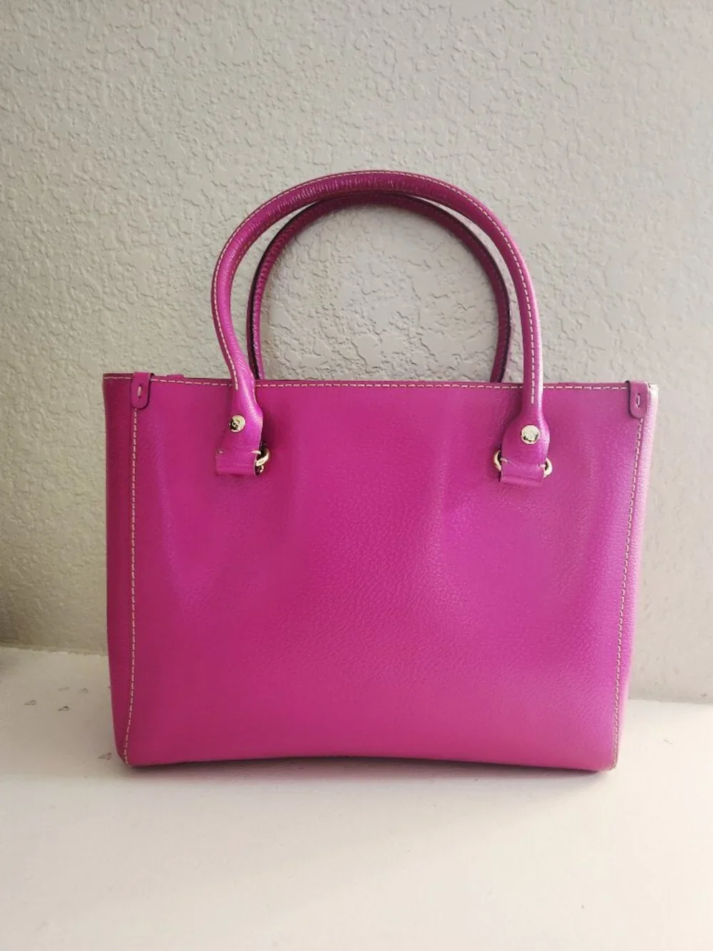 Euc Kate Spade NY Fushia Leather Satchel Handbag Purse